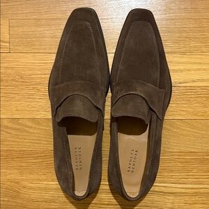Barneys New York Dark Brown Suede Loafers
